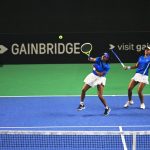 Prarthana Thombre and Ankita Raina of India in action against Thailand on Wednesday